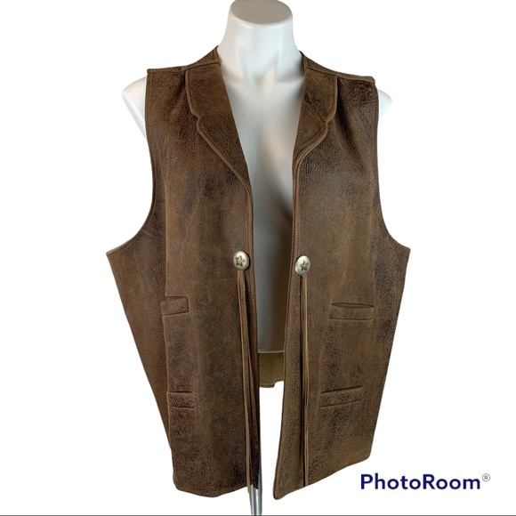 Scully Other - 🎃SOLD🎃 SCULLY Vintage Leather Concho Vest Unisex Western Tassel Fringe XL